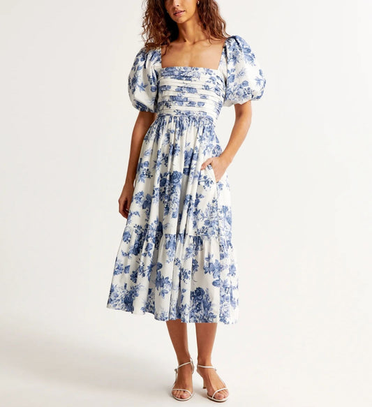 🔥LAST DAY SALE 49% OFF💃Emerson Poplin Puff Sleeve Midi Dress