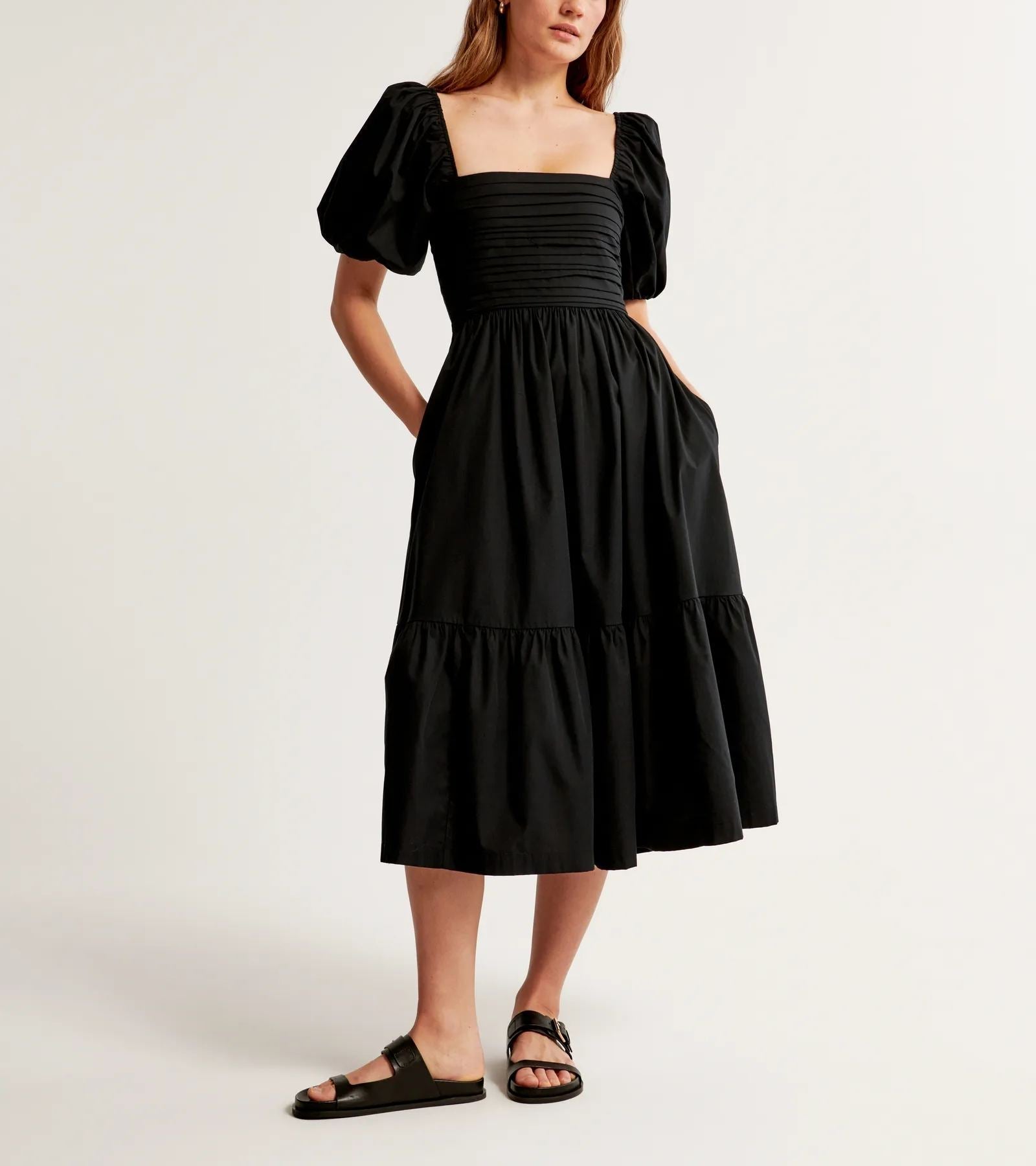 🔥LAST DAY SALE 49% OFF💃Emerson Poplin Puff Sleeve Midi Dress-12