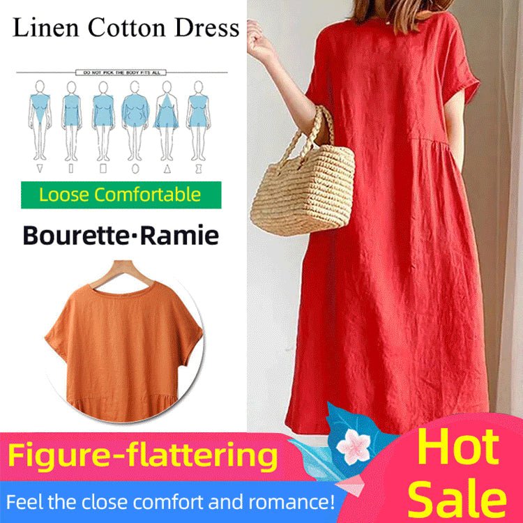 🔥Summer Hot Sale 49%Off👗Loose Cotton And Linen Dress😍✨-4