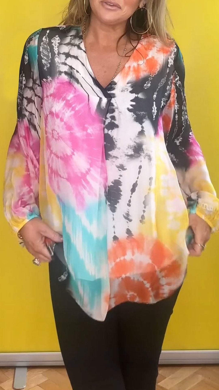 🔥SUMMER SALE 49% OFF🔥Casual V-neck Tie-dye Top-1