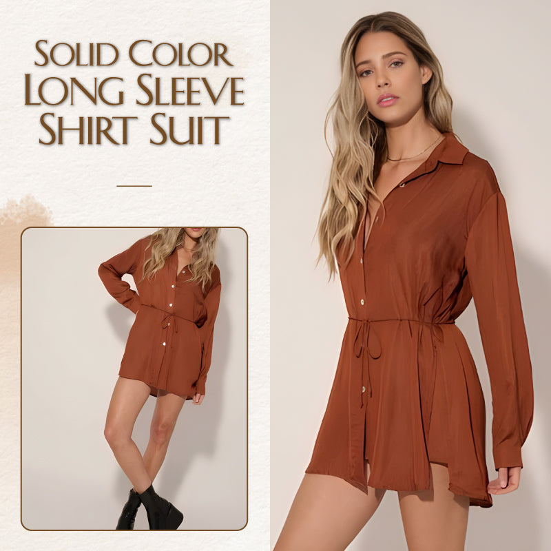 🔥Summer Sale 49% Off💝Women's Solid Color Long Sleeve Shirt Suit