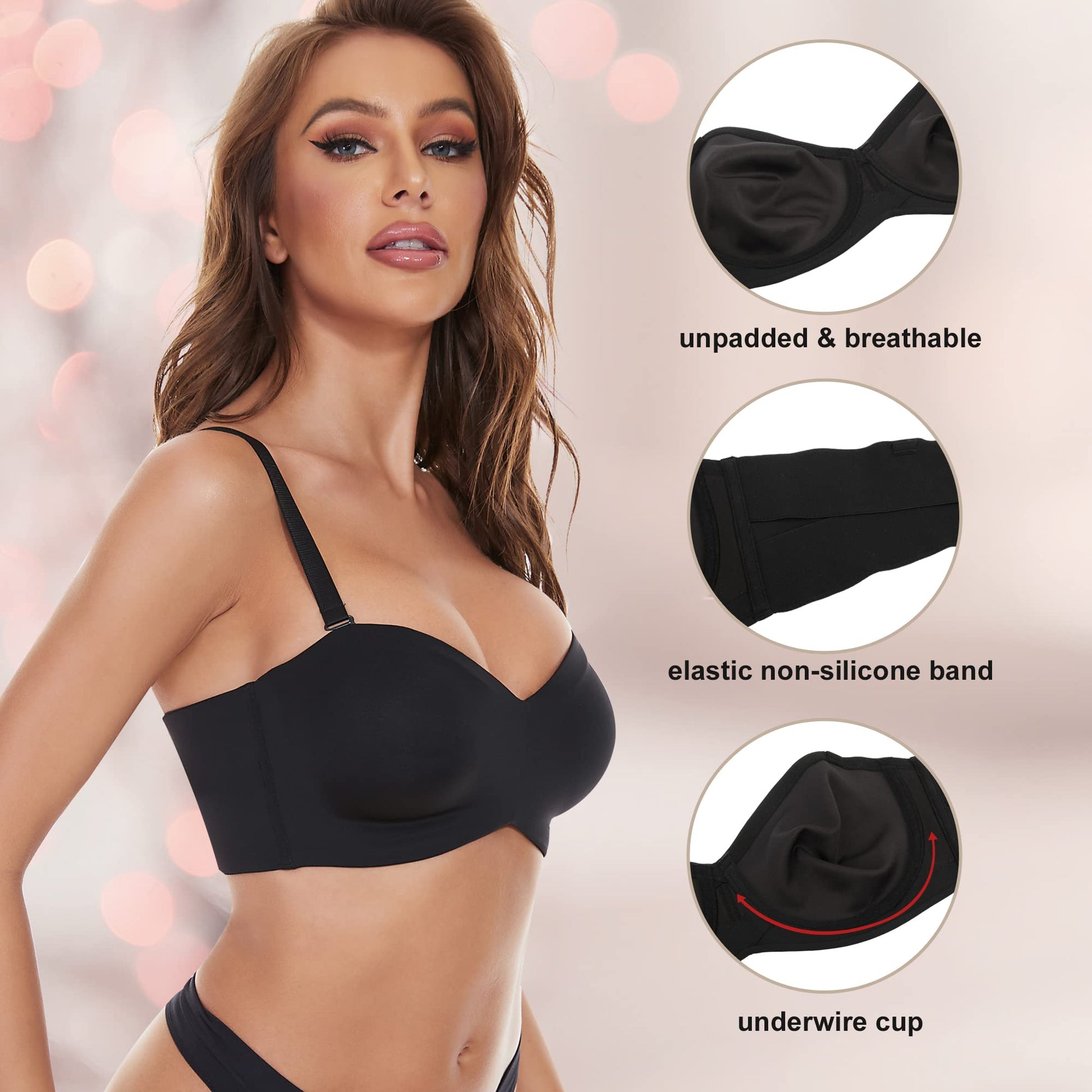 💕Hot Sale 49% OFF🌷PLUS SIZE Detachable-Strap Bandeau Bra-8