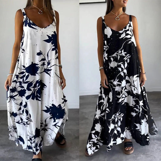 🔥HOT SALE 49% OFF🔥Women's Floral Spaghetti Strap Sleeveless Backless Flowing Dress