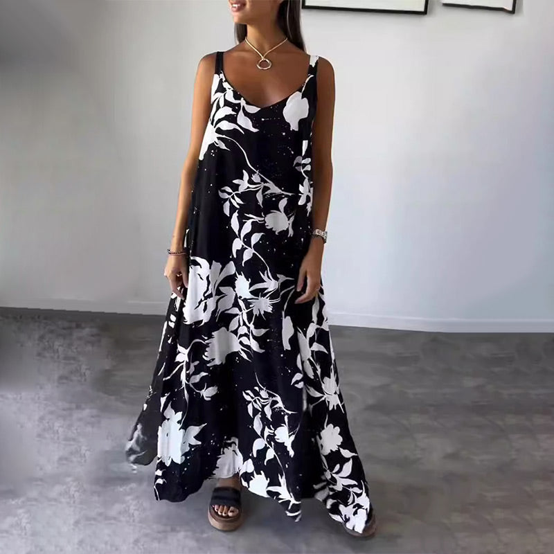 🔥HOT SALE 49% OFF🔥Women's Floral Spaghetti Strap Sleeveless Backless Flowing Dress-2