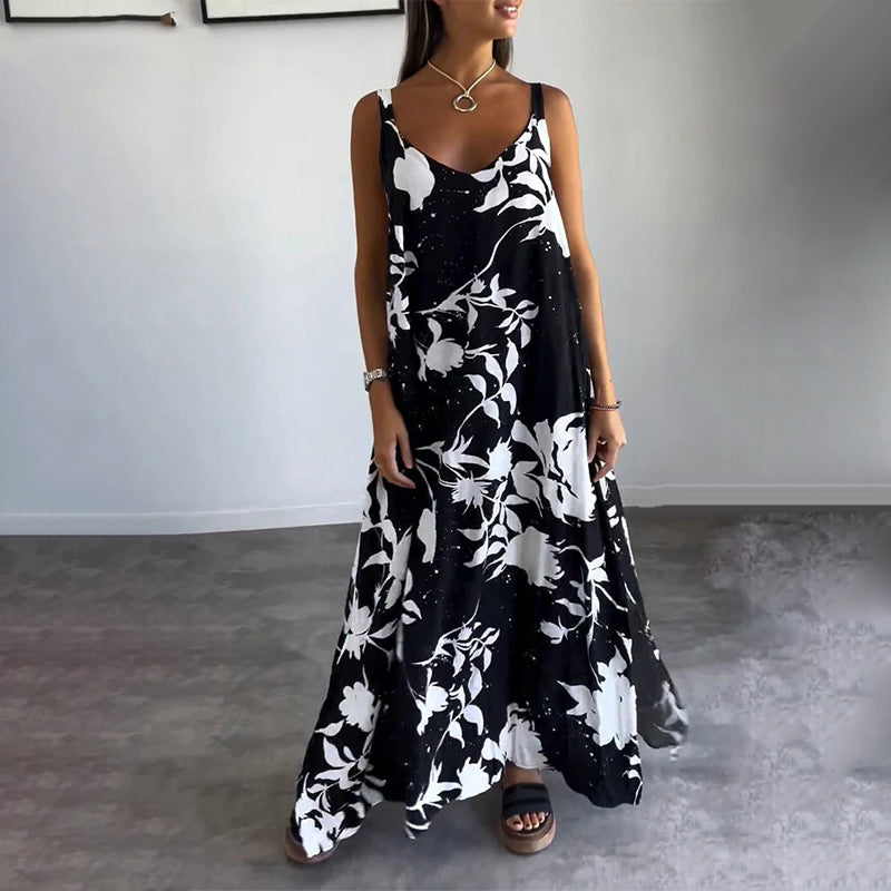 🔥HOT SALE 49% OFF🔥Women's Floral Spaghetti Strap Sleeveless Backless Flowing Dress-4