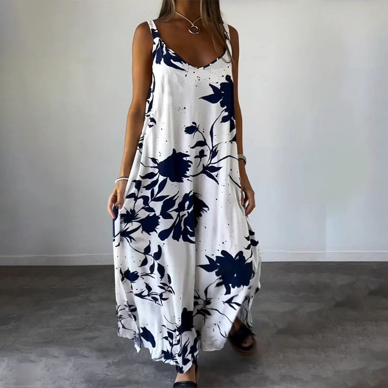 🔥HOT SALE 49% OFF🔥Women's Floral Spaghetti Strap Sleeveless Backless Flowing Dress-5