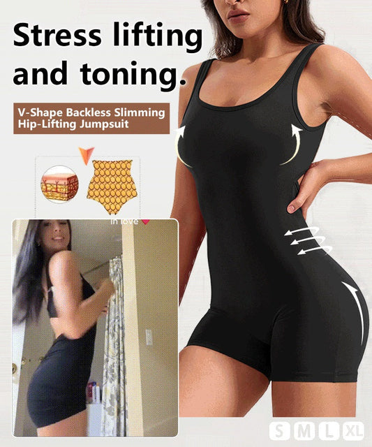 🔥HOT SALE 49% OFF🔥Bodycon Backless Jumpsuit with V-Neck and Butt-Lifting Design