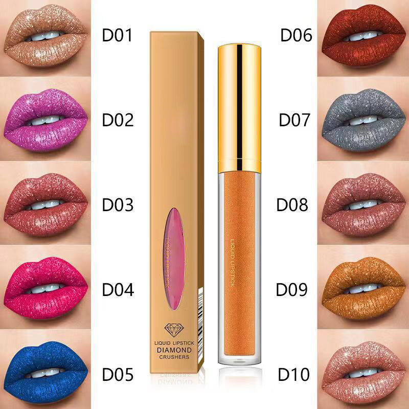 🎉Last 3,400 in stock💎Buy 1 get 1 free only ￡4.99💄Metallic Liquid Diamond Glitter Lipstick-4