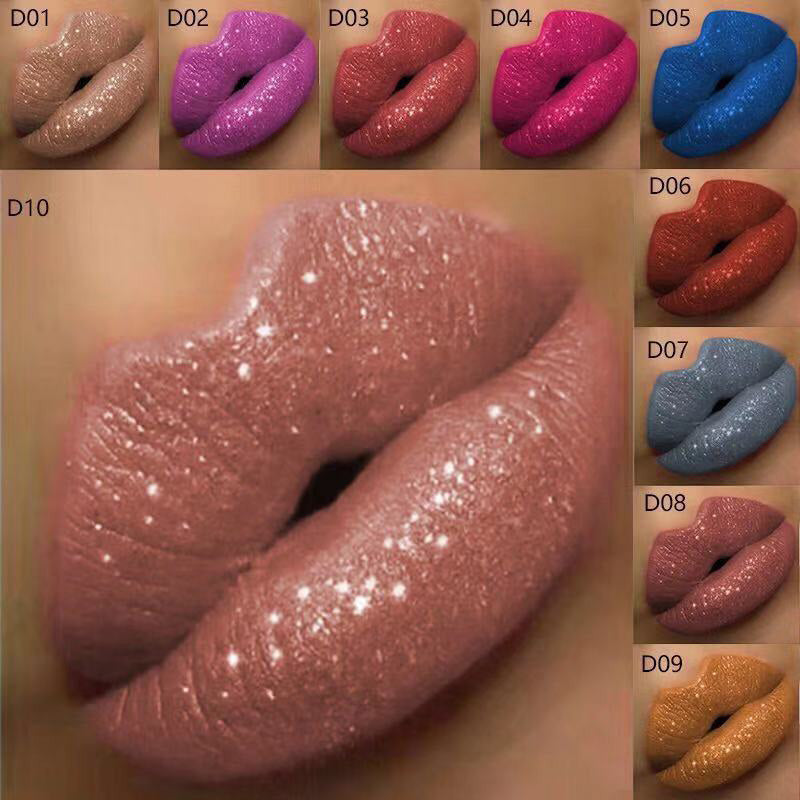 🎉Last 3,400 in stock💎Buy 1 get 1 free only ￡4.99💄Metallic Liquid Diamond Glitter Lipstick-5