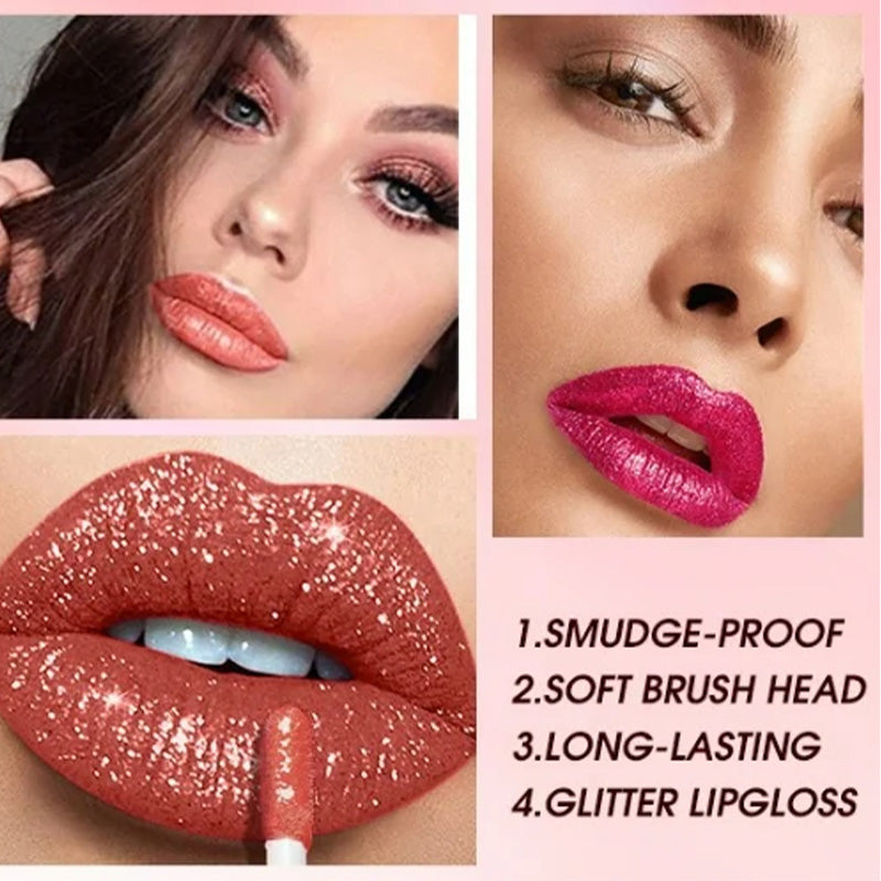 🎉Last 3,400 in stock💎Buy 1 get 1 free only ￡4.99💄Metallic Liquid Diamond Glitter Lipstick-1