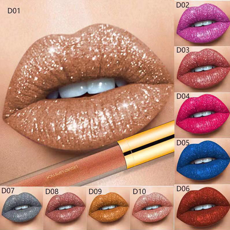 🎉Last 3,400 in stock💎Buy 1 get 1 free only ￡4.99💄Metallic Liquid Diamond Glitter Lipstick-7