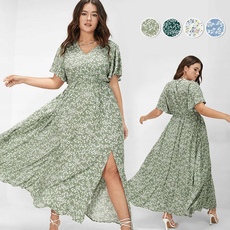 🔥Summer Sale 49% OFF🌸Women's Bohemian Floral Split Maxi Dress With Elastic Waist