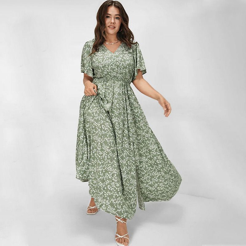 🔥Summer Sale 49% OFF🌸Women's Bohemian Floral Split Maxi Dress With Elastic Waist-6