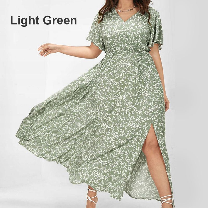 🔥Summer Sale 49% OFF🌸Women's Bohemian Floral Split Maxi Dress With Elastic Waist-11