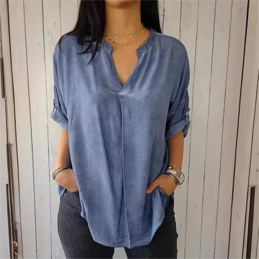 🔥HOT SALE 49% OFF💝Casual Breathable Solid Color V-Neck Top