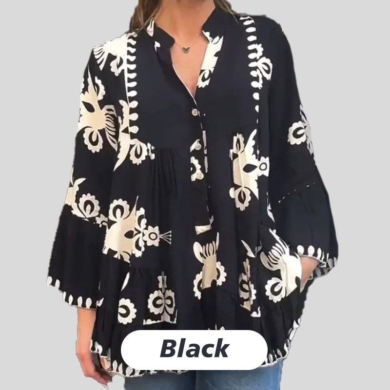 🔥HOT SALE 49% OFF🔥Women’s Boho Style Printed Ruffle Top-10