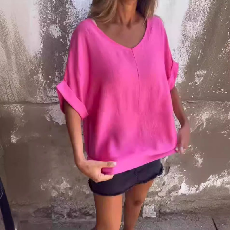 💞LAST DAY SALE 49% OFF💞Oversized V-Neck T Shirt for Women-3