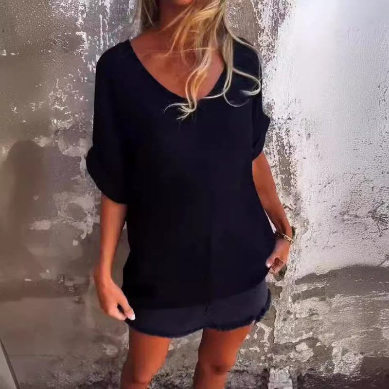 💞LAST DAY SALE 49% OFF💞Oversized V-Neck T Shirt for Women-5