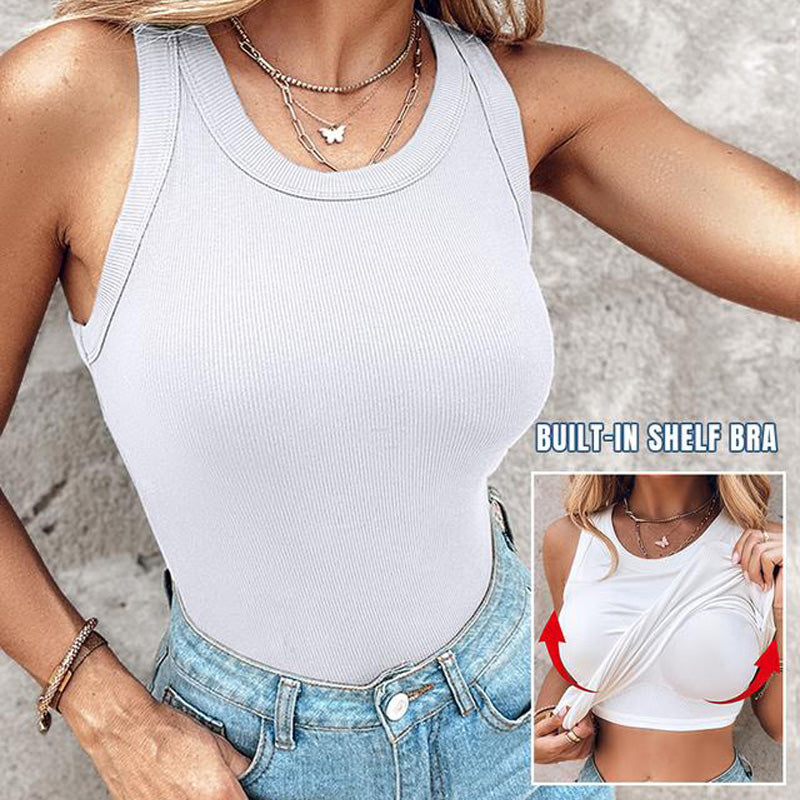 🔥HOT SALE 49% OFF🔥Women's Ribbed Tank Top with Shelf Bra-2