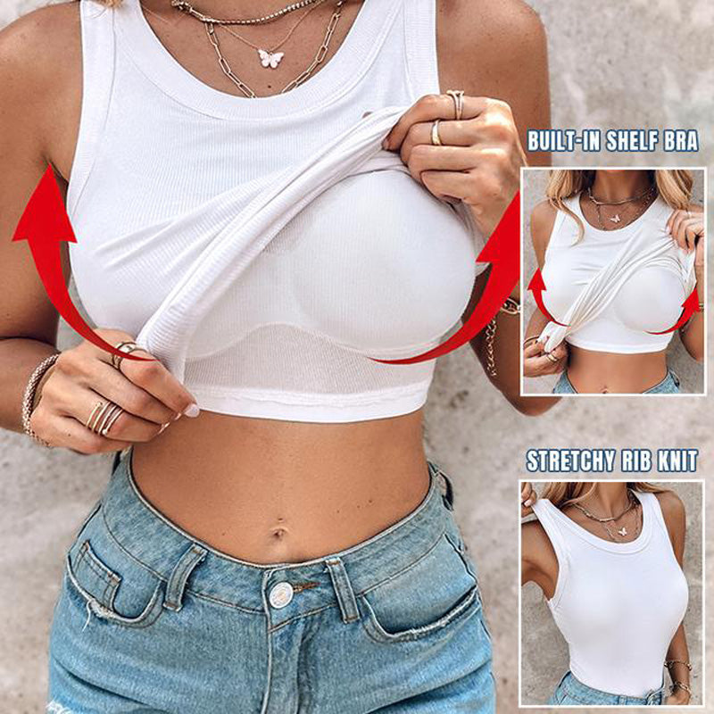 🔥HOT SALE 49% OFF🔥Women's Ribbed Tank Top with Shelf Bra-1