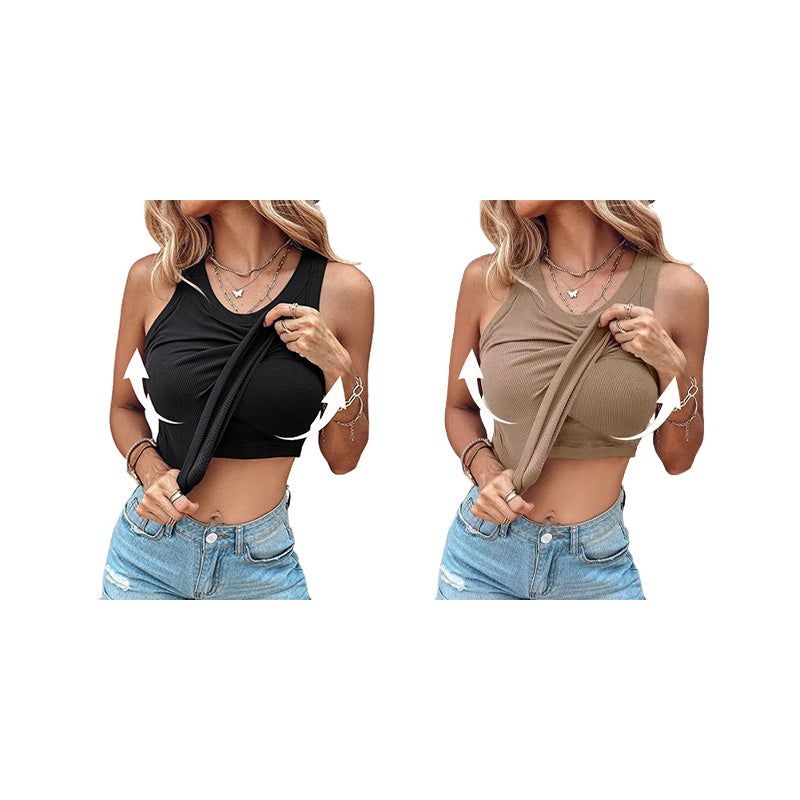 🔥HOT SALE 49% OFF🔥Women's Ribbed Tank Top with Shelf Bra-12