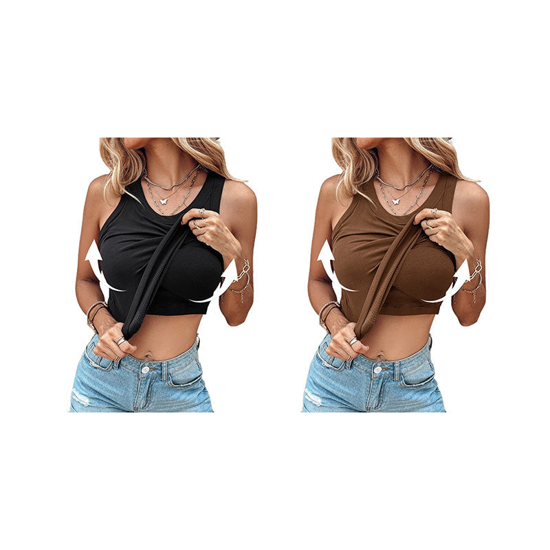 🔥HOT SALE 49% OFF🔥Women's Ribbed Tank Top with Shelf Bra-11