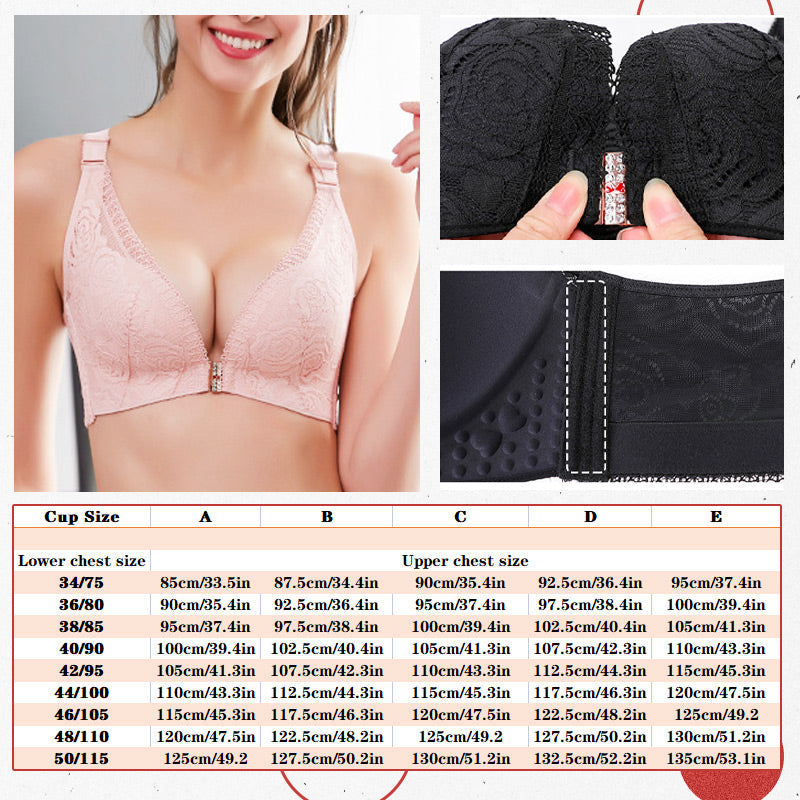 🔥HOT SALE 49% OFF🔥Rose Embroidery Front Closure Wirefree Bra-3