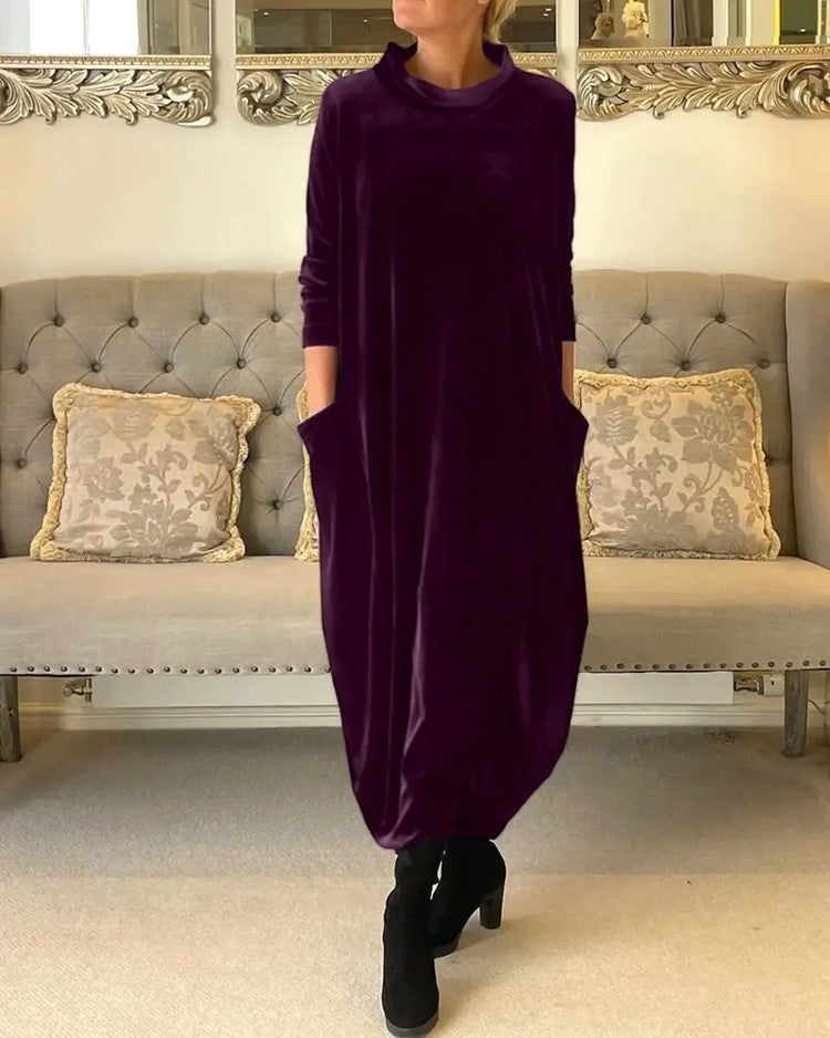 💃HOT SALE 49% OFF🍂Round neck slimming long dress-2