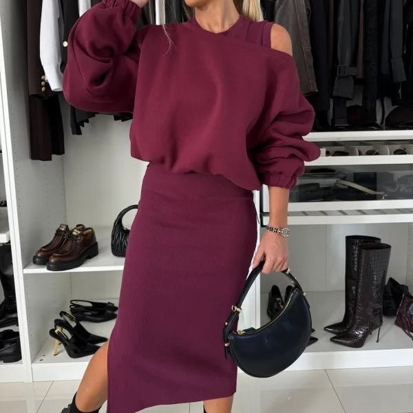 💃HOT SALE 49% OFF🍂Women's Sweatshirt & Sleeveless Dress 2-Piece Set-1