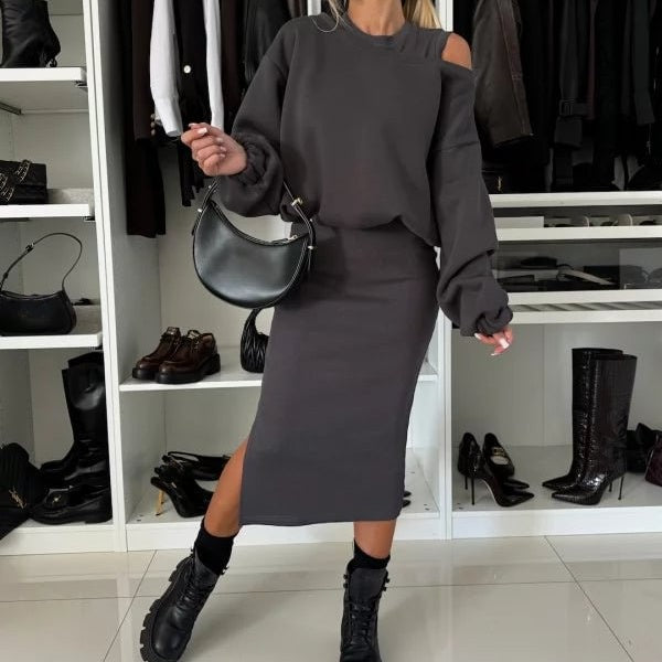 💃HOT SALE 49% OFF🍂Women's Sweatshirt & Sleeveless Dress 2-Piece Set-2