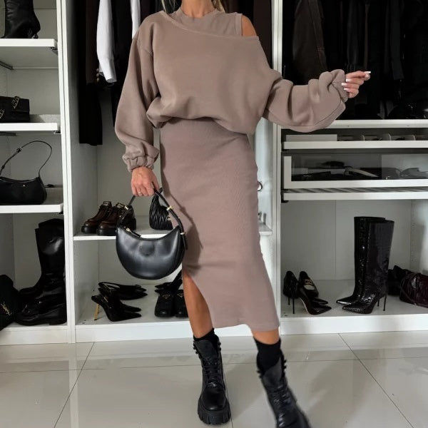 💃HOT SALE 49% OFF🍂Women's Sweatshirt & Sleeveless Dress 2-Piece Set