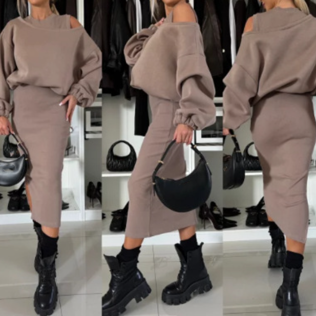 💃HOT SALE 49% OFF🍂Women's Sweatshirt & Sleeveless Dress 2-Piece Set-5