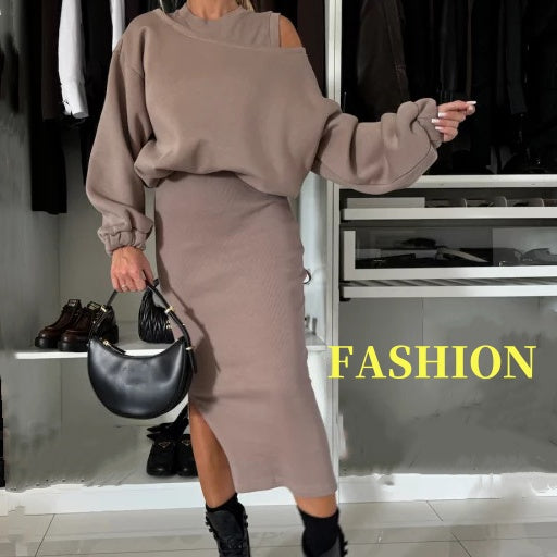 💃HOT SALE 49% OFF🍂Women's Sweatshirt & Sleeveless Dress 2-Piece Set-7