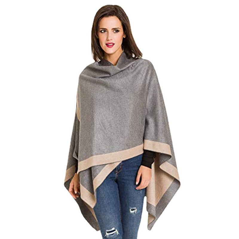 🎁Last Day Promotion 49% Off🔥Women's Elegant Color Block Poncho Wrap for Fall & Winter-1