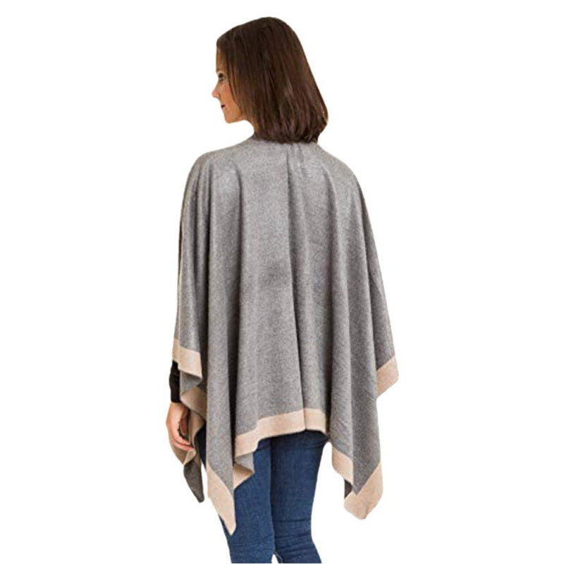 🎁Last Day Promotion 49% Off🔥Women's Elegant Color Block Poncho Wrap for Fall & Winter-2