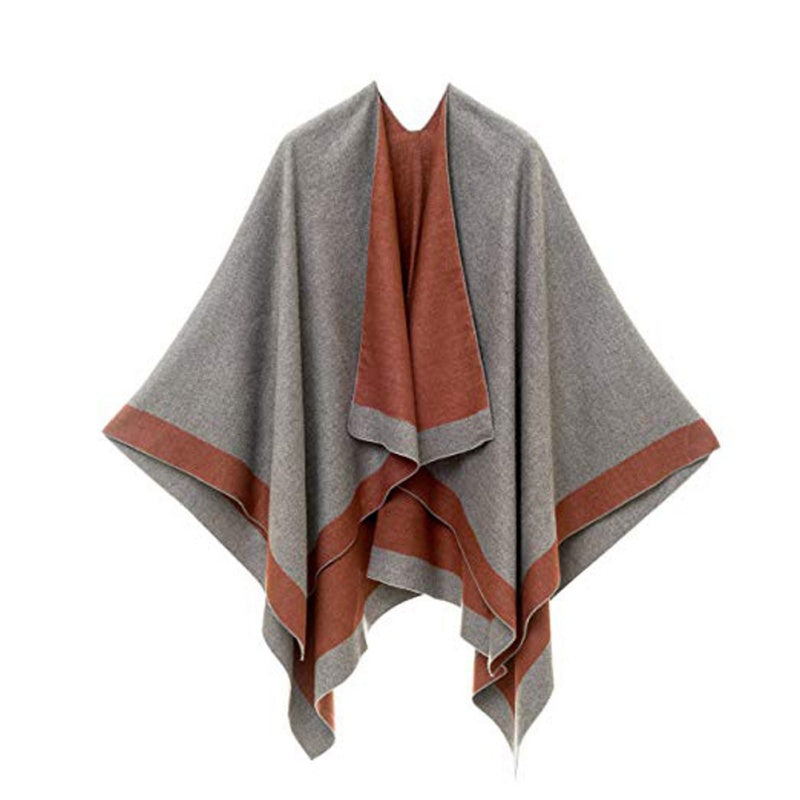 🎁Last Day Promotion 49% Off🔥Women's Elegant Color Block Poncho Wrap for Fall & Winter-9