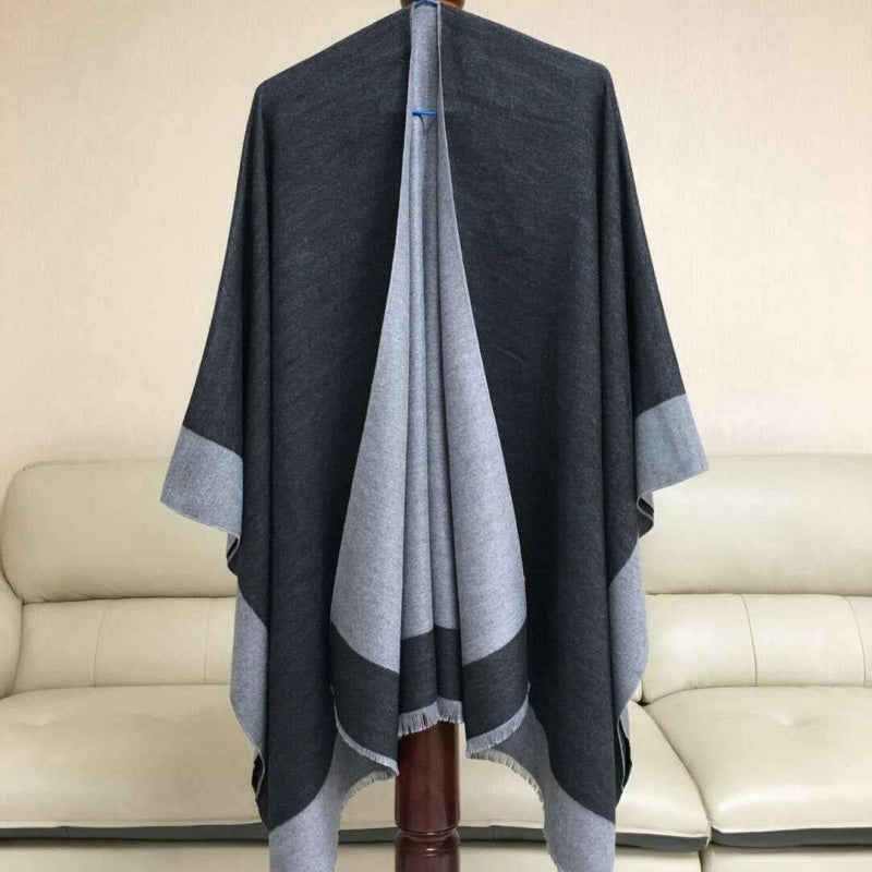 🎁Last Day Promotion 49% Off🔥Women's Elegant Color Block Poncho Wrap for Fall & Winter-12