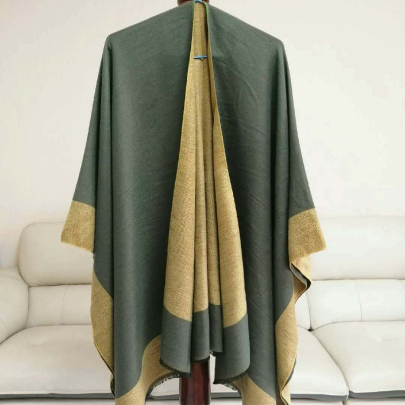 🎁Last Day Promotion 49% Off🔥Women's Elegant Color Block Poncho Wrap for Fall & Winter-15