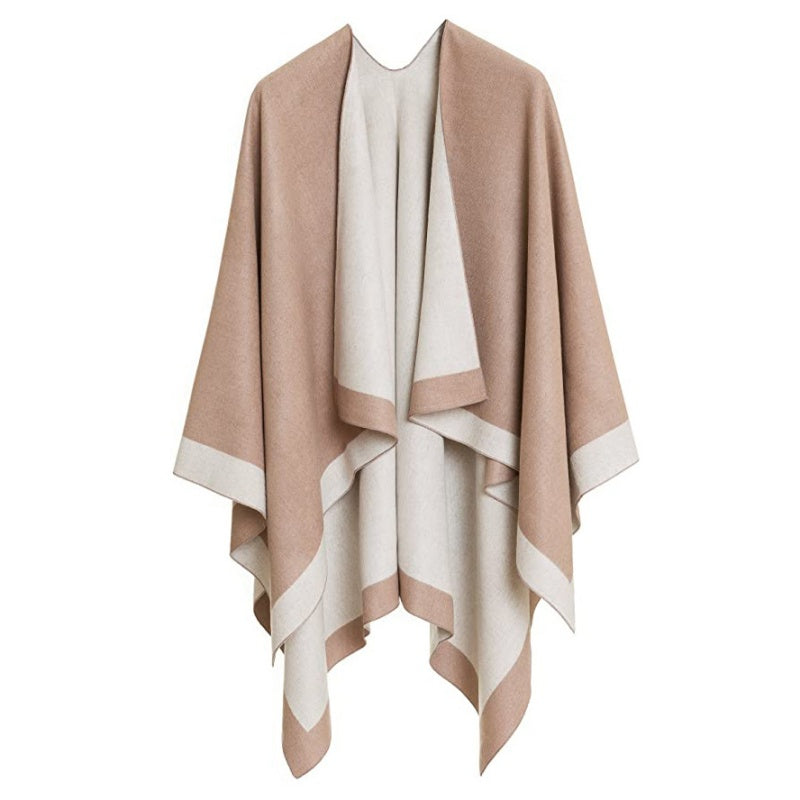 🎁Last Day Promotion 49% Off🔥Women's Elegant Color Block Poncho Wrap for Fall & Winter-14