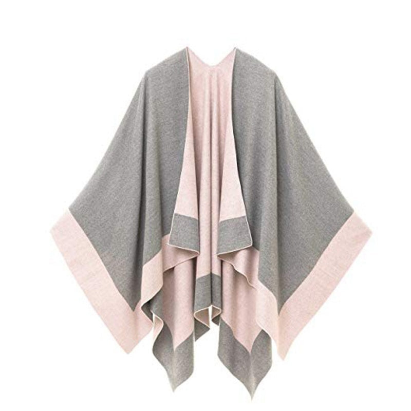 🎁Last Day Promotion 49% Off🔥Women's Elegant Color Block Poncho Wrap for Fall & Winter-13