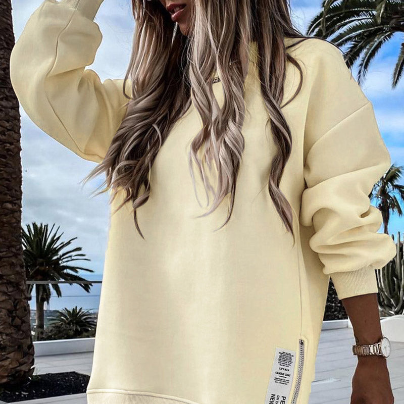 🔥Hot Promotion 49% OFF🔥Casual Long Sleeve Zipper Slit Oversized Sweatshirt-1