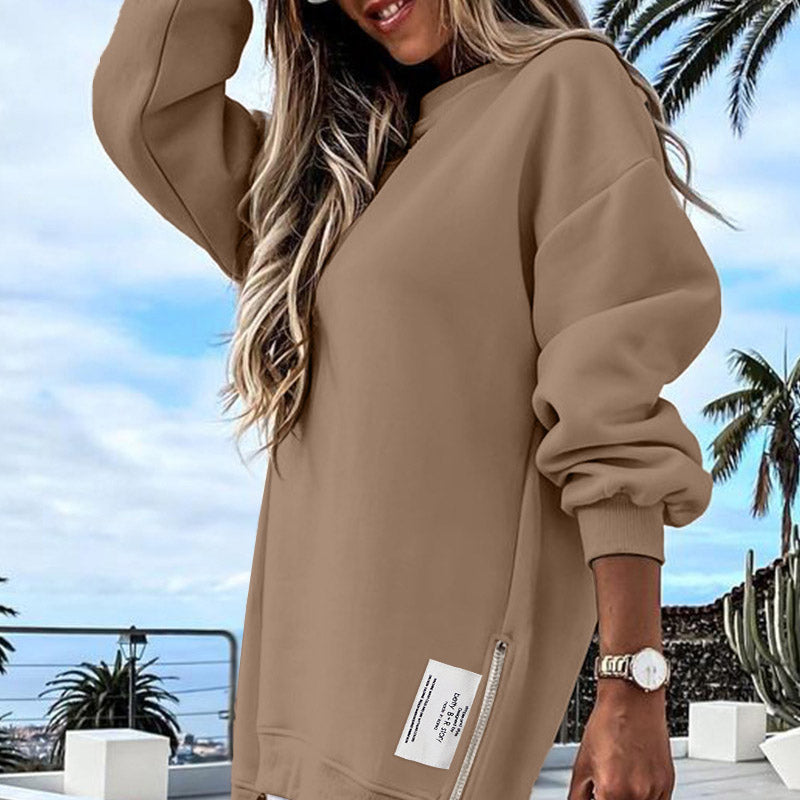 🔥Hot Promotion 49% OFF🔥Casual Long Sleeve Zipper Slit Oversized Sweatshirt-13