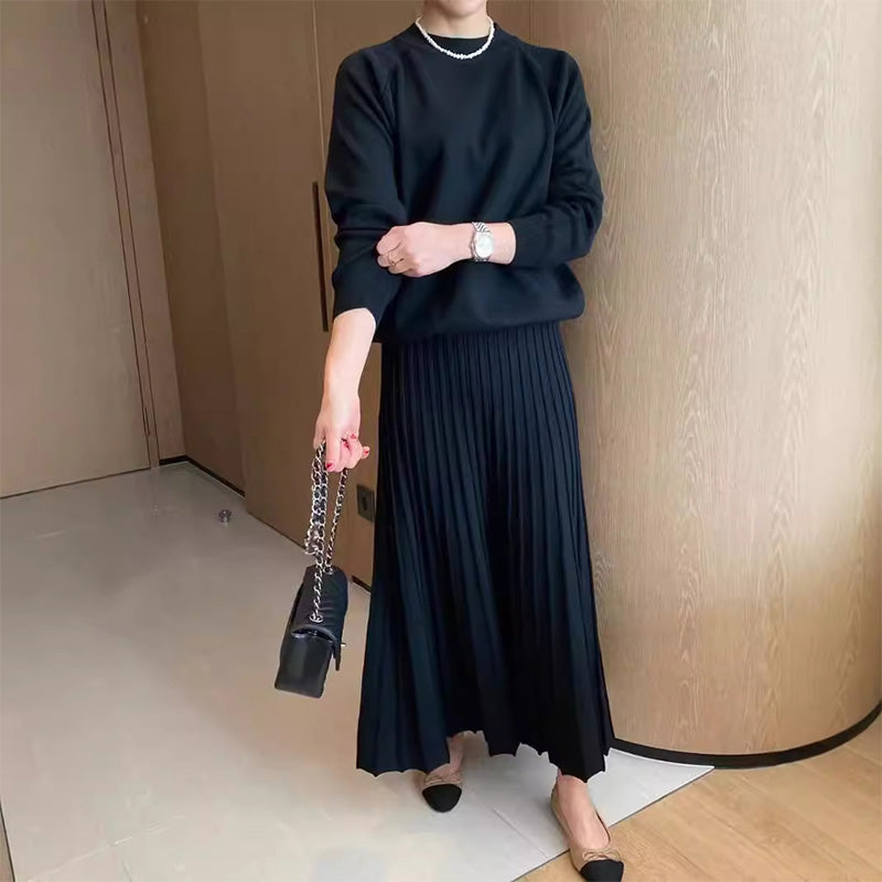 🔥HOT SALE 49% OFF🔥Women's Round-Neck Top ＆ Pleated Skirt 2-Piece Set-6