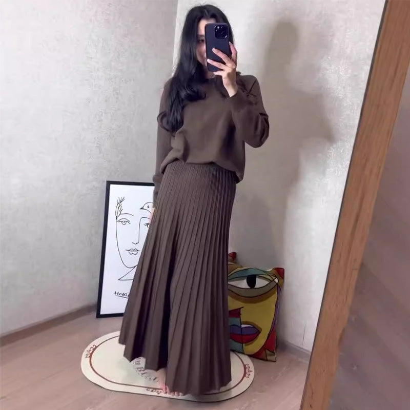 🔥HOT SALE 49% OFF🔥Women's Round-Neck Top ＆ Pleated Skirt 2-Piece Set-8