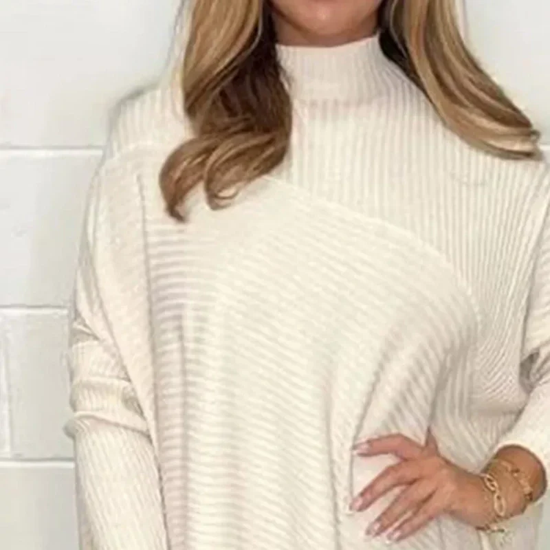 🔥HOT SALE 49% OFF🔥Women's Casual Knit Solid Irregular Turtleneck Sweater-5