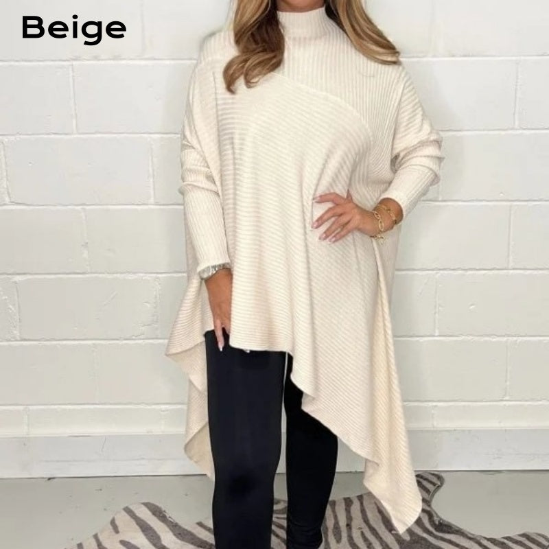 🔥HOT SALE 49% OFF🔥Women's Casual Knit Solid Irregular Turtleneck Sweater-10